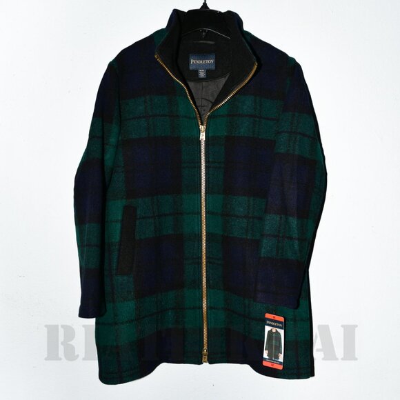 Bundle of 2  - Pendleton Ladies' Wool Blend Walker Coat-Tan + Green - Picture 2 of 15